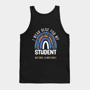 I Wear Blue For My Student Autism Awareness Rainbow Women Tank Top